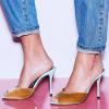 imageFSJ Women Comfort Low Kitten Heel Sandals Mules Peep Toe Slide Slip On Summer Slide Dress Pump Shoes 415 M US12cm Brown Green Fur