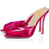 imageFSJ Women Comfort Low Kitten Heel Sandals Mules Peep Toe Slide Slip On Summer Slide Dress Pump Shoes 415 M US12cm Fuchsia