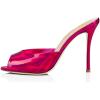 imageFSJ Women Comfort Low Kitten Heel Sandals Mules Peep Toe Slide Slip On Summer Slide Dress Pump Shoes 415 M US12cm Fuchsia