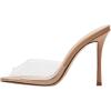 imageFSJ Women Comfort Low Kitten Heel Sandals Mules Peep Toe Slide Slip On Summer Slide Dress Pump Shoes 415 M US12cm Nude Clear