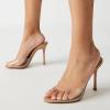 imageFSJ Women Comfort Low Kitten Heel Sandals Mules Peep Toe Slide Slip On Summer Slide Dress Pump Shoes 415 M US12cm Nude Clear