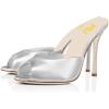 imageFSJ Women Comfort Low Kitten Heel Sandals Mules Peep Toe Slide Slip On Summer Slide Dress Pump Shoes 415 M US12cm Silver