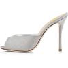 imageFSJ Women Comfort Low Kitten Heel Sandals Mules Peep Toe Slide Slip On Summer Slide Dress Pump Shoes 415 M US12cm Silver Glitter
