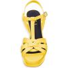 imageFSJ Women Comfort Platform Stiletto High Heel Ankle Strap Sandals Open Toe Sexy Strappy Slingback Wedding Party Shoes Size 416 USYellow