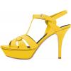 imageFSJ Women Comfort Platform Stiletto High Heel Ankle Strap Sandals Open Toe Sexy Strappy Slingback Wedding Party Shoes Size 416 USYellow