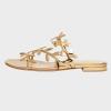 imageFSJ Women Crystal Embellished Evening Sandals Flat Sexy Open Toe Leaves Strappy Summer Event Wedding Shoes Sizes 416 USGold
