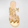 imageFSJ Women Crystal Embellished Evening Sandals Flat Sexy Open Toe Leaves Strappy Summer Event Wedding Shoes Sizes 416 USGold