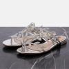 imageFSJ Women Crystal Embellished Evening Sandals Flat Sexy Open Toe Leaves Strappy Summer Event Wedding Shoes Sizes 416 USSilver Rhinestones