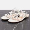 imageFSJ Women Crystal Embellished Evening Sandals Flat Sexy Open Toe Leaves Strappy Summer Event Wedding Shoes Sizes 416 USWhite