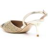 imageFSJ Women Crystal Studded Clear Pumps Sparkle Rhinestones Mid Low Heel Sandals Slingback Dorsay Pointed Toe Wedding Shoes Size 415 USLight Gold