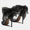 imageFSJ Women Cute Bow Heeled Sandals Open Toe Stiletto Heels One Strap Bridal Wedding Mesh Rhinestone Pearl Bow Knot Dress Shoes Size 416 USBlack