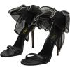 imageFSJ Women Cute Bow Heeled Sandals Open Toe Stiletto Heels One Strap Bridal Wedding Mesh Rhinestone Pearl Bow Knot Dress Shoes Size 416 USBlack