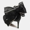 imageFSJ Women Cute Bow Heeled Sandals Open Toe Stiletto Heels One Strap Bridal Wedding Mesh Rhinestone Pearl Bow Knot Dress Shoes Size 416 USBlack