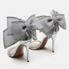 imageFSJ Women Cute Bow Heeled Sandals Open Toe Stiletto Heels One Strap Bridal Wedding Mesh Rhinestone Pearl Bow Knot Dress Shoes Size 416 USGrey