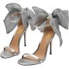 imageFSJ Women Cute Bow Heeled Sandals Open Toe Stiletto Heels One Strap Bridal Wedding Mesh Rhinestone Pearl Bow Knot Dress Shoes Size 416 USGrey