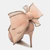 imageFSJ Women Cute Bow Heeled Sandals Open Toe Stiletto Heels One Strap Bridal Wedding Mesh Rhinestone Pearl Bow Knot Dress Shoes Size 416 USNude