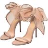 imageFSJ Women Cute Bow Heeled Sandals Open Toe Stiletto Heels One Strap Bridal Wedding Mesh Rhinestone Pearl Bow Knot Dress Shoes Size 416 USNude