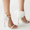 imageFSJ Women Cute Bow Heeled Sandals Open Toe Stiletto Heels One Strap Bridal Wedding Mesh Rhinestone Pearl Bow Knot Dress Shoes Size 416 USWhite Pearl