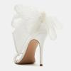 imageFSJ Women Cute Bow Heeled Sandals Open Toe Stiletto Heels One Strap Bridal Wedding Mesh Rhinestone Pearl Bow Knot Dress Shoes Size 416 USWhite Pearl