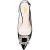 imageFSJ Women Fashion Crystal Square Buckle Closed Pointed Toe Slingback Pumps Rhinestone Block Low Heel Sandals Party Prom Dress Shoes Size 416 USBlack Crystal Square Buckle