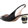imageFSJ Women Fashion Crystal Square Buckle Closed Pointed Toe Slingback Pumps Rhinestone Block Low Heel Sandals Party Prom Dress Shoes Size 416 USBlack Crystal Square Buckle