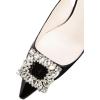 imageFSJ Women Fashion Crystal Square Buckle Closed Pointed Toe Slingback Pumps Rhinestone Block Low Heel Sandals Party Prom Dress Shoes Size 416 USBlack Crystal Square Buckle