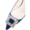 imageFSJ Women Fashion Crystal Square Buckle Closed Pointed Toe Slingback Pumps Rhinestone Block Low Heel Sandals Party Prom Dress Shoes Size 416 USBlue