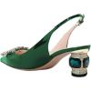 imageFSJ Women Fashion Crystal Square Buckle Closed Pointed Toe Slingback Pumps Rhinestone Block Low Heel Sandals Party Prom Dress Shoes Size 416 USGreen