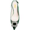 imageFSJ Women Fashion Crystal Square Buckle Closed Pointed Toe Slingback Pumps Rhinestone Block Low Heel Sandals Party Prom Dress Shoes Size 416 USGreen