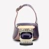 imageFSJ Women Fashion Crystal Square Buckle Closed Pointed Toe Slingback Pumps Rhinestone Block Low Heel Sandals Party Prom Dress Shoes Size 416 USLavender