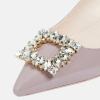 imageFSJ Women Fashion Crystal Square Buckle Closed Pointed Toe Slingback Pumps Rhinestone Block Low Heel Sandals Party Prom Dress Shoes Size 416 USLilac