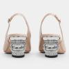 imageFSJ Women Fashion Crystal Square Buckle Closed Pointed Toe Slingback Pumps Rhinestone Block Low Heel Sandals Party Prom Dress Shoes Size 416 USNude