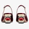 imageFSJ Women Fashion Crystal Square Buckle Closed Pointed Toe Slingback Pumps Rhinestone Block Low Heel Sandals Party Prom Dress Shoes Size 416 USWine Red