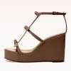 imageFSJ Women High Heels Platform Wedge Heel Sandals Sexy Open Toe Gladiator T Strap Bow Summer Walking Dressy Shoes Size 416 USChocolate