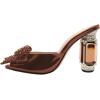imageFSJ Women Luxury Crystal Chunky Heeled Mules Rhinestone Bow Peep Toe Slip On Backless Gem Slide Sandals Summer Slipper Shoes Size 415 USBrown