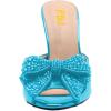 imageFSJ Women Luxury Crystal Chunky Heeled Mules Rhinestone Bow Peep Toe Slip On Backless Gem Slide Sandals Summer Slipper Shoes Size 415 USLake Blue