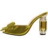 imageFSJ Women Luxury Crystal Chunky Heeled Mules Rhinestone Bow Peep Toe Slip On Backless Gem Slide Sandals Summer Slipper Shoes Size 415 USOlive Green