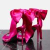 imageFSJ Women Open Toe Stiletto High Heel Sandals Laceup Cute Satin Bowknot Heeled Sandals Sexy Strappy Summer Wedding Party Dress Shoes Size 416 USFuchsia