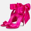 imageFSJ Women Open Toe Stiletto High Heel Sandals Laceup Cute Satin Bowknot Heeled Sandals Sexy Strappy Summer Wedding Party Dress Shoes Size 416 USFuchsia