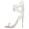imageFSJ Women Open Toe Stiletto High Heel Sandals Laceup Cute Satin Bowknot Heeled Sandals Sexy Strappy Summer Wedding Party Dress Shoes Size 416 USWhite