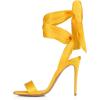 imageFSJ Women Open Toe Stiletto High Heel Sandals Laceup Cute Satin Bowknot Heeled Sandals Sexy Strappy Summer Wedding Party Dress Shoes Size 416 USYellow