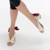imageFSJ Women Open Toe V Cut Platform Sandals with Ribbon Tie Up Comfort Block Chunky Heels Fashion Dance Dress Pumps Shoes Size 416 USCream