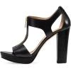 imageFSJ Women Peep Open Toe TStrap Front Zipper Chunky Stacked High Heel Sandal Booties Platform Pumps Shoes Size 415 USBlack