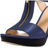 imageFSJ Women Peep Open Toe TStrap Front Zipper Chunky Stacked High Heel Sandal Booties Platform Pumps Shoes Size 415 USBlue