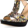 imageFSJ Women Peep Open Toe TStrap Front Zipper Chunky Stacked High Heel Sandal Booties Platform Pumps Shoes Size 415 USButterfly