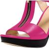 imageFSJ Women Peep Open Toe TStrap Front Zipper Chunky Stacked High Heel Sandal Booties Platform Pumps Shoes Size 415 USFuchsia