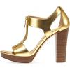 imageFSJ Women Peep Open Toe TStrap Front Zipper Chunky Stacked High Heel Sandal Booties Platform Pumps Shoes Size 415 USGold