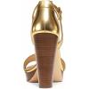imageFSJ Women Peep Open Toe TStrap Front Zipper Chunky Stacked High Heel Sandal Booties Platform Pumps Shoes Size 415 USGold