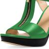 imageFSJ Women Peep Open Toe TStrap Front Zipper Chunky Stacked High Heel Sandal Booties Platform Pumps Shoes Size 415 USGreen