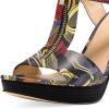 imageFSJ Women Peep Open Toe TStrap Front Zipper Chunky Stacked High Heel Sandal Booties Platform Pumps Shoes Size 415 USLines